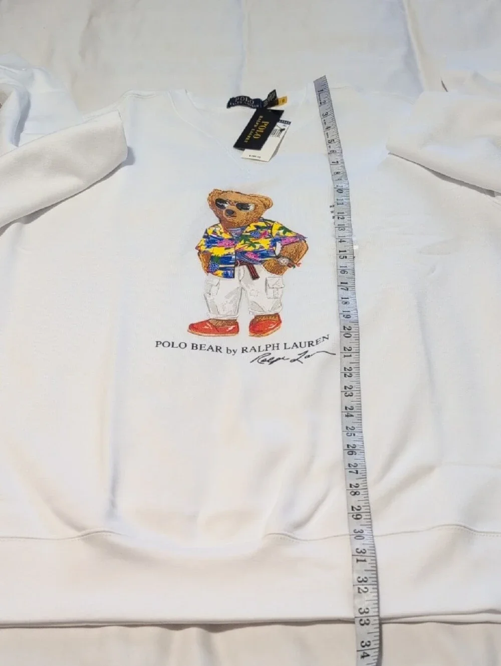 Polo by Ralph Lauren White Crewneck with Tropical Polo Bear Graphic